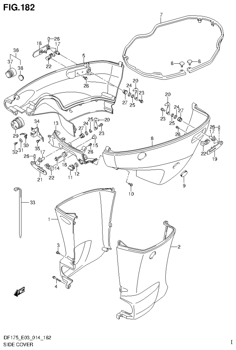 Suzuki DF175ZG SIDE COVER (DF175T E03) parts diagram